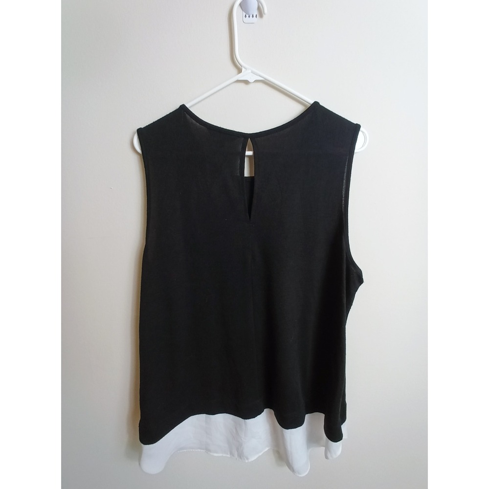 Banana Republic Sleeveless Top Womens XL Black Excellent Layered Hem Keyhole - Picture 2 of 6